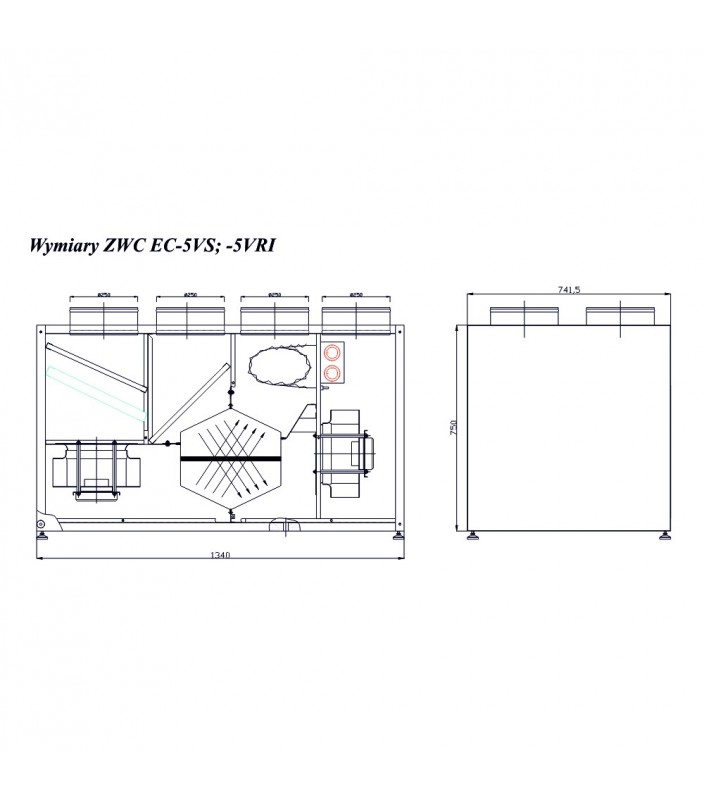 Wymiary rekuperatora ZWC-EC 5VS